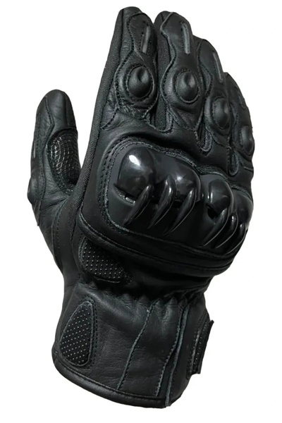 VENOM VN-9021 Gerçek Deriden Eklem Korumalı Siyah Motorcu Eldiveni