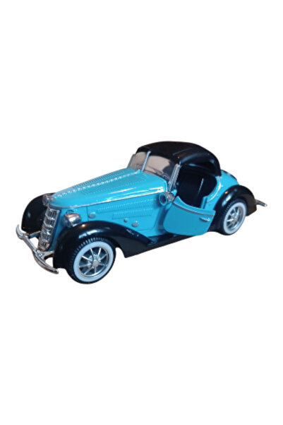 Vision XXI Masina Clasica Anii 1930, Delage D8-120 Cabriolet, Metalica, 1:32, Mecanism Arc, 13 cm, Albastra