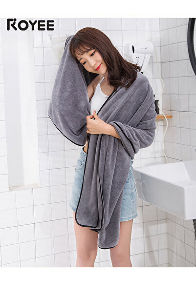 Royee Coral Fleece Bath Towel, Quick Drying Thickened and Enlarged Big Size Shower Towels(90 * 180cm)