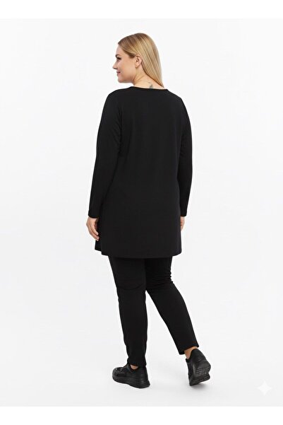 Zer Otantik Plus Size Comfortable Two-Piece Suit Black