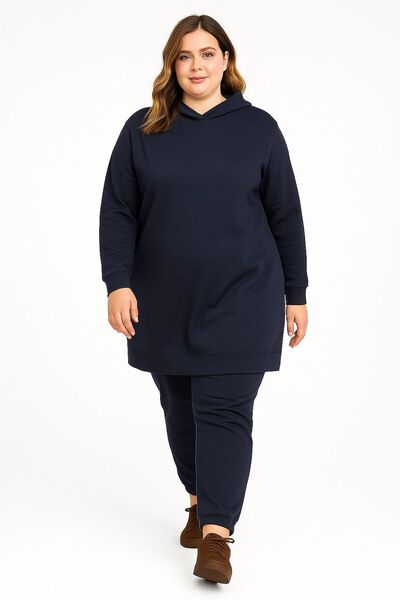 MAY MARA Plus Size 3-Ply 2-Piece Hooded Sharpened Long Side Slit Tracksuit Set