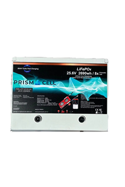 UrlaSolar Prismacell 25.6 105A 105 Amper LiFePo4 Akü ABS Kasa (24V 100 Amper Lityum Batarya) Solar Akü