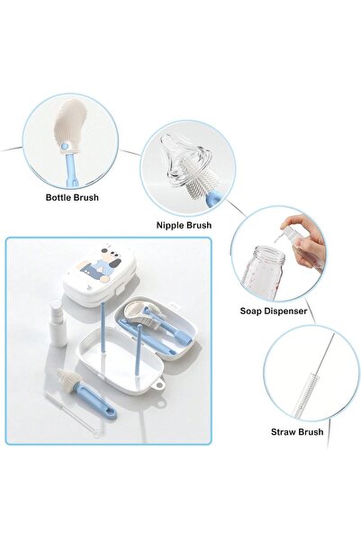 Generic Baby Bottle Cleaning Brush Set 7-in-1, Travel Silicone Bottle Brush Kit - Uand home