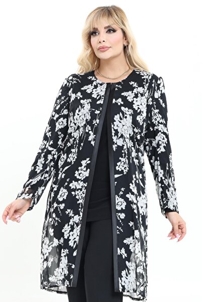 Ladies First Büyük Beden 3986 Siyah Ceket+Bluz Takım