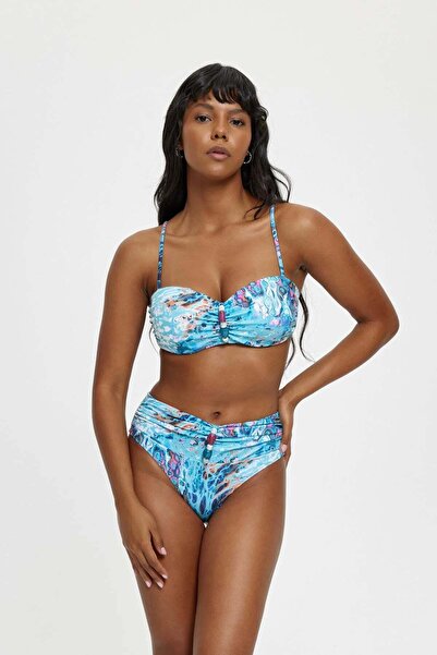 Louren B11049 Strapless Bikini Set with Empty Cups - Blue