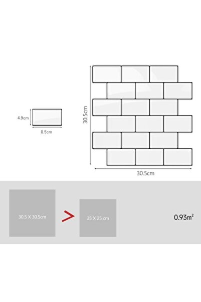 OEM Placi autoadezive 3D albe cu rosturi negre pentru bucatarie si baie, 10 coli