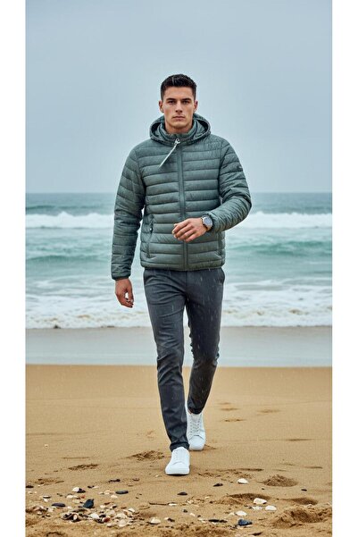 Plus Scorpion Quilted men's jacket in navy blue.