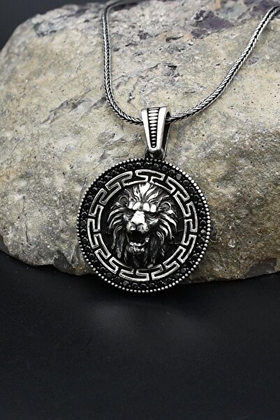 Prestige Grek Desenli Aslan Figürlü 925 Ayar Gümüş Kolye Zincir 902392