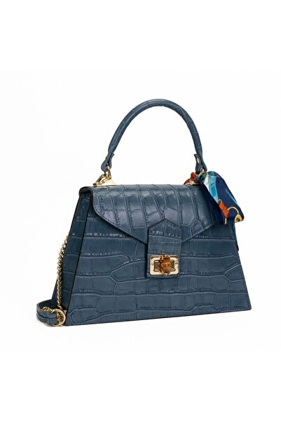 Posete Fagaras Noemi Leather Purse - Light Blue, Casual Bag Made of Genuine Leather, Handbag, Bags