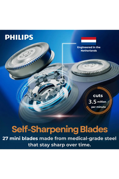 Philips S1880/00 Wet & Dry Men’s Electric Shaver, 27 Self-Sharpening Blades, Dark Blue