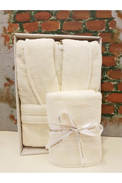 Özdilek Colourist Şalyaka Bathrobe + Head Towel - Cream 100% Cotton
