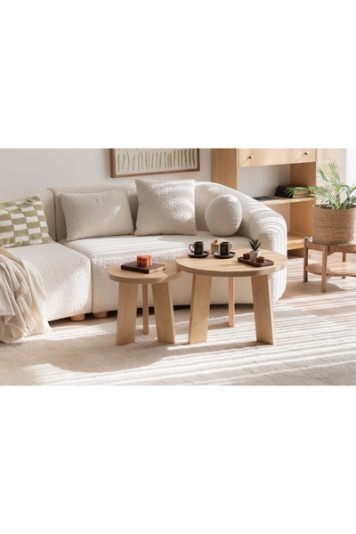 Vivense GİRONA İKİLİ OVAL ORTA SEHPA TAKIMI, MEŞE