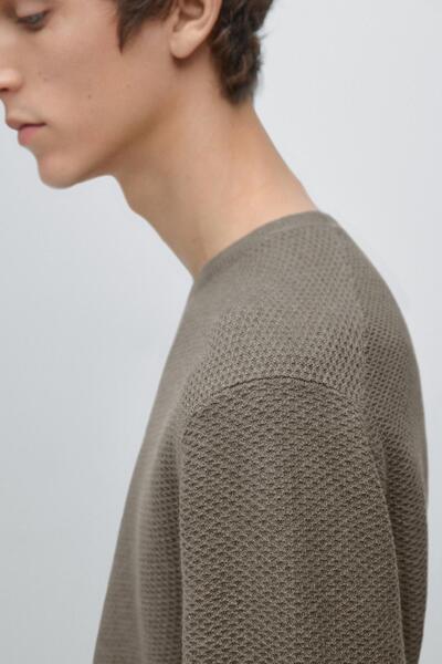 Massimo Dutti Dokulu pamuklu triko kazak