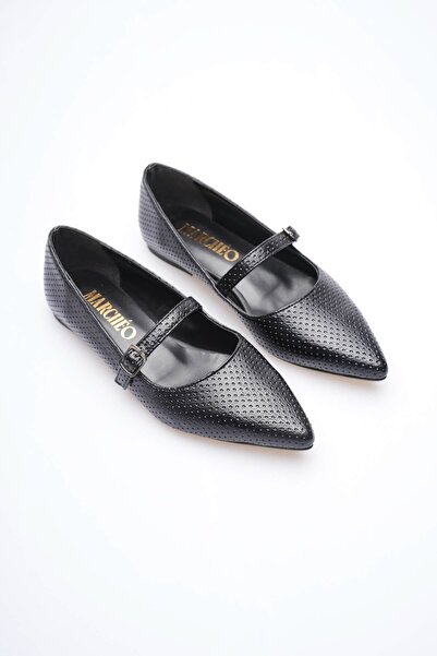 MARCHEO Isolde Women's Black Patterned Ballerina Shoes