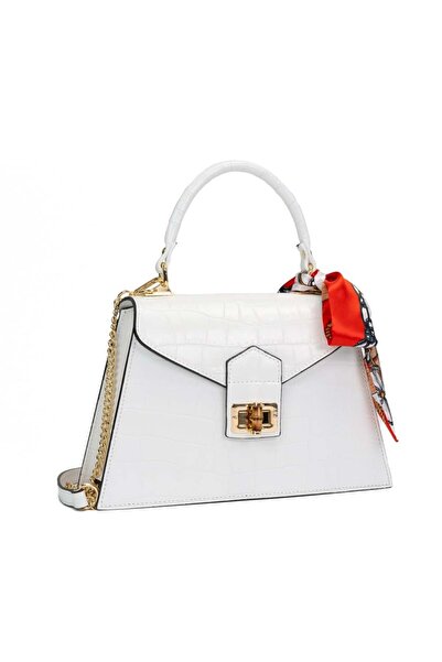 Posete Fagaras Noemi Leather Purse - White, Casual Bag Made of Genuine Leather, Handbag, Bags
