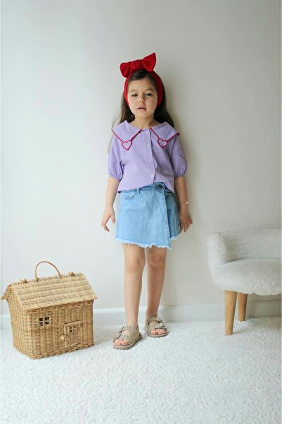 NURTOPU Σετ κοριτσίστικο καλοκαιρινό σετ με κοντομάνικο λινό πουκάμισο και βα...