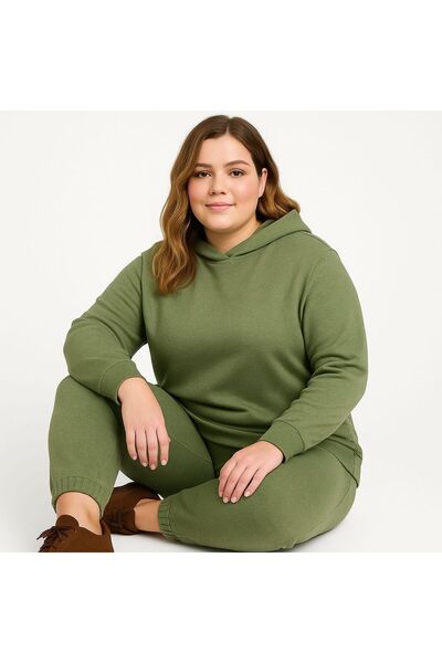 MAY MARA Plus Size 3-Ply 2-Piece Hooded Sharpened Long Side Slit Tracksuit Set