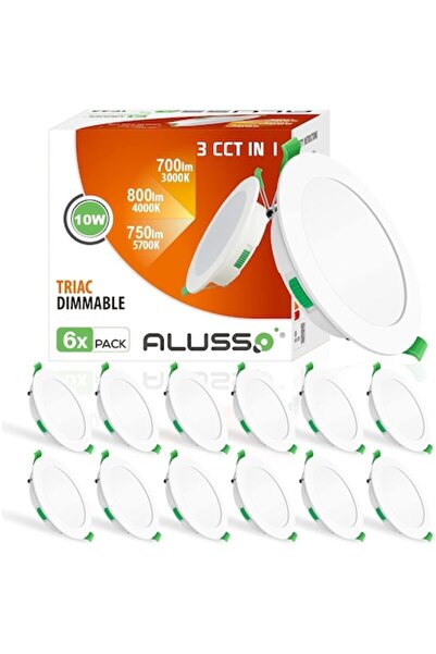 ALUSSO Recessed LED Downlight 10W, Tunable Color Temperature, Set of 12, 28.7x148mm, IP44