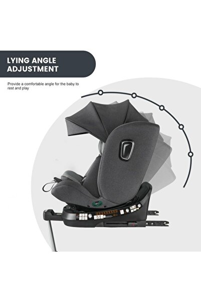 hibobi 360° Rotating ISOFIX Baby Car Seat, Rear/Forward Facing, Adjustable Headrest & Recline, 0–12 Years