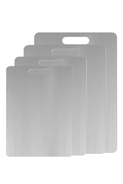 Smart Kitchen Set of 4 stainless steel 304 cutting boards, sizes 20x30cm/23x33cm/40x30cm/45x30cm