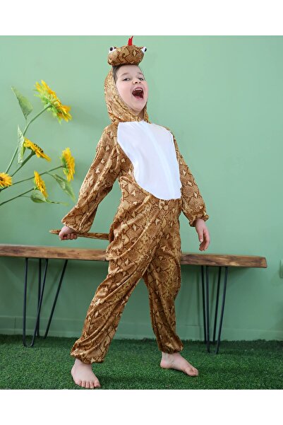 Toybox Kids Snake Costume Jumpsuit with Hood, Animal Fancy Dress, Party Outfit, Size L(6-7Years)
