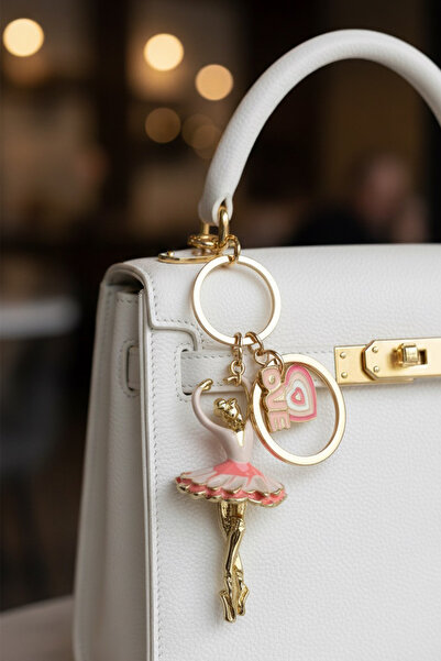 Modex Golden Yellow Pink Ballerina Bag Accessory Keychain