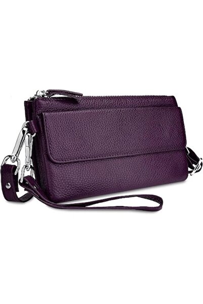 OEM Women's Leather Phone Crossbody Bag, 3 Compartments, RFID Protection, Multicolor