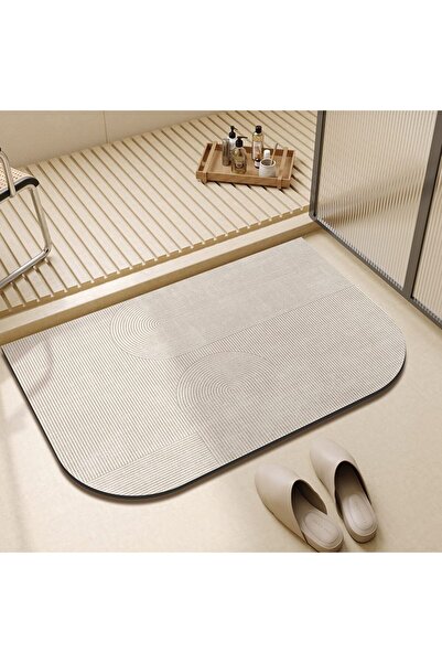 Faria Anti-Slip Bath Mat, 40x60cm, Modern Design, Slim Profile, For Bathroom, Hallway or Entrance, Beige