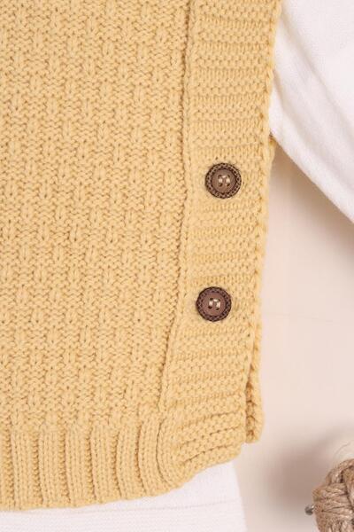 kidello Yellow baby boy knitwear 3-piece set – Vest Set, with pants, long sleeve