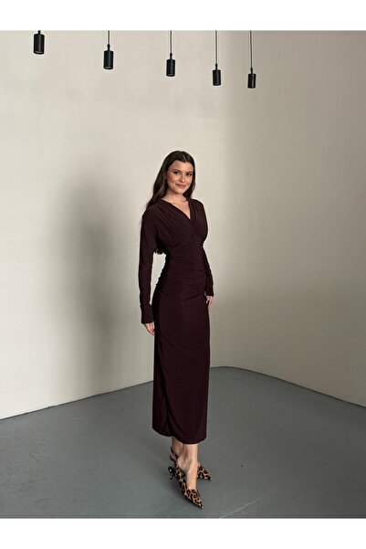 DUAS & CO Draped Double-Breasted Sandy Women's Dress