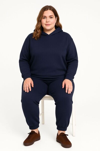 MAY MARA Plus Size 3-Ply 2-Piece Hooded Sharpened Long Side Slit Tracksuit Set