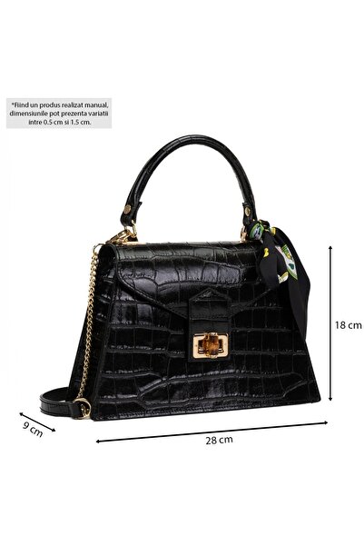 Posete Fagaras Noemi Leather Purse - Black, Casual Bag Made of Genuine Leather, Handbag, Bags