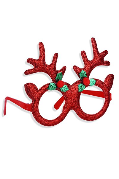 Klips Concept Glittery Red Detailed Deer Antler Christmas Glasses