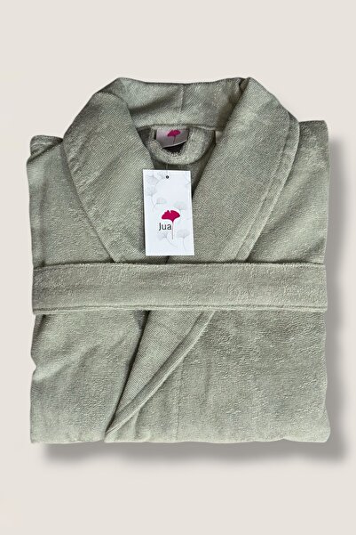 HILL TEKSTİL Bambu Bornoz Dai̇sy Yeşi̇l Şalyaka Cepli̇