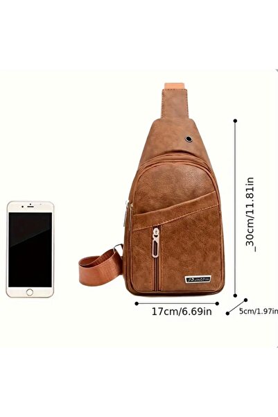 Zen Store BROWN Crossbody Sling Bag with Earphone Hole for Men & Women - Chest Daypack for Hiking Camping