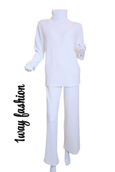 1way Stylish solid-color winter outfit