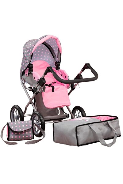 Bayer 2in1 stroller for City Star Zane dolls pink/gray with adjustable handle up to 65cm, baby carrier and