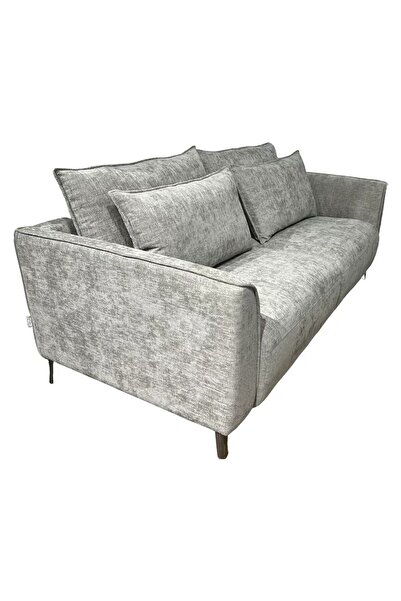 Danube Home Jamir 3 Seater Fabric Sofa - Light Brown, Stylish Wood & Metal Frame, 2 Year Warranty, 203x91x96cm