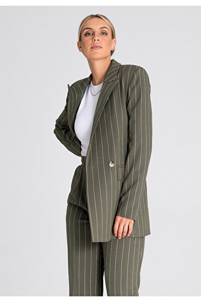 Figl Women's striped jacket - Double-Breasted jacket green M951 size S