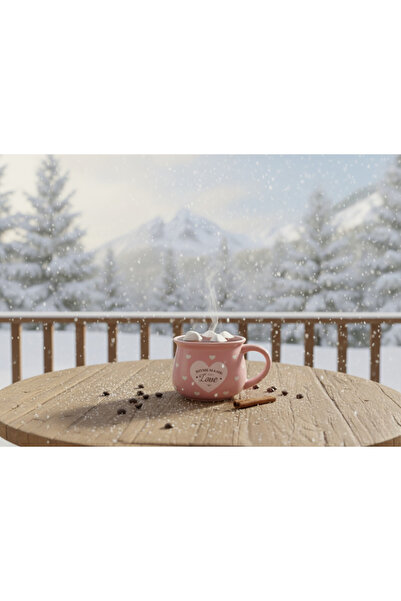 Elista Ceramic Cup with Handle Heart Pattern 250 Cc