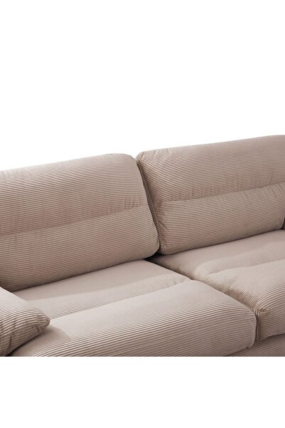 Danube Home Fred 3 Seater Fabric Sofa - Light Brown, Engineered Wood, 238x104.5x91cm, 2 Year Warranty