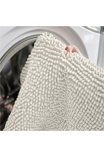 Faria Bath Mat with Massage Texture, Fluffy, Absorbent Chenille Microfiber, with Non-Slip, White, 50×80cm
