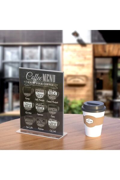 Slasa Acrylic T-Shape Double-Sided Sign Holder Menu Frame Stand 4x6 Inch 2pcs