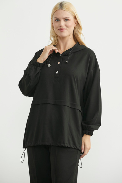 Sementa Scuba Oversized Tunic Tracksuit Set - Black