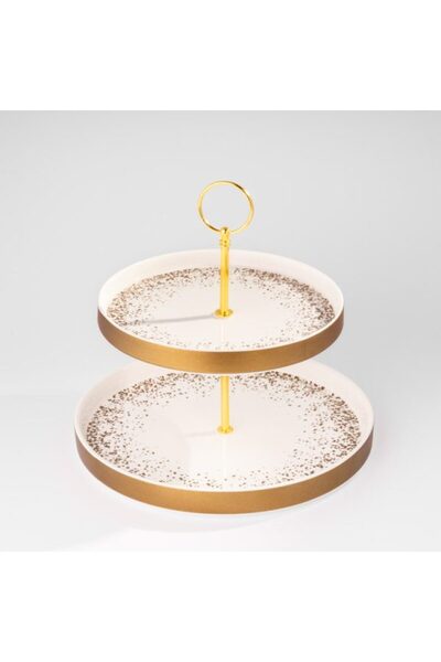 Moon House Double cake stand – white with speckles