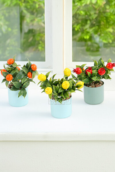 Yapay Çiçek Deposu Mini fructe artificiale Lămâie Rodie Mandarine Set de 3 16 cm
