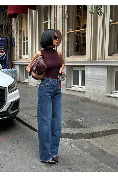 MEECY Women Baggy Jean High Waist Palazzo Stretchy Denim Pants