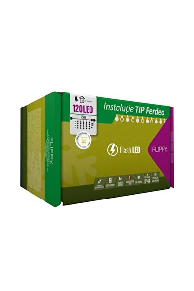 Flippy Luminițe de Crăciun tip perdea, 2 m x 1 m, 120 LED-uri alb cald