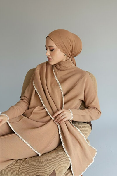 NEWCO Women's Camel Pants Tunic Double Hijab Shepherd Stitching Set