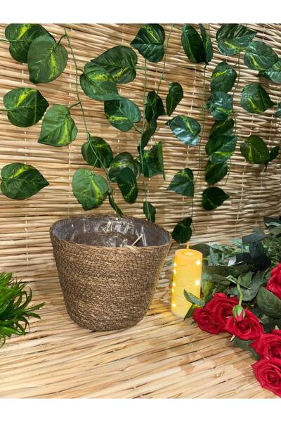 Ekodoğa Hasır saksılık Örme Saksı Çok Amaçlı Küçük Bahçe Saksısı Hasır Yapay ...